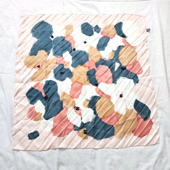 Satin Square Scarf Bandana One Size Abstract Floral Retro 26"×26" - Picture 2 of 9